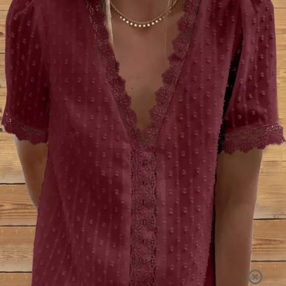 None Tops - 🍁New boutique Vneck swiss dot top